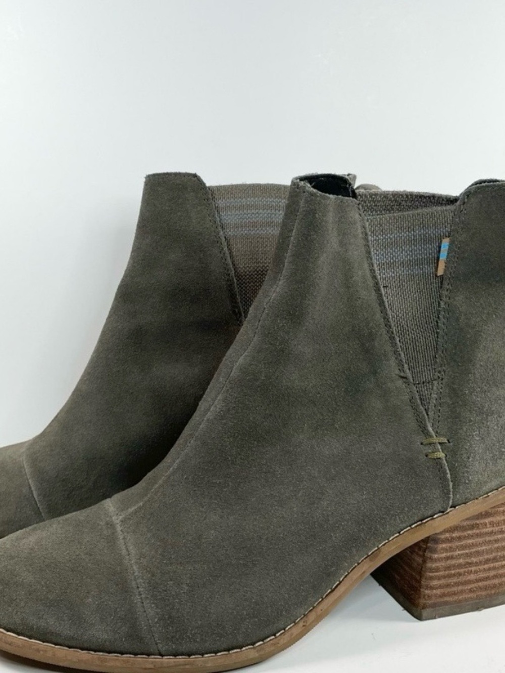 Toms Olive Suede Chelsea Ankle Boots